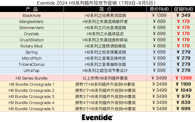 Eventide 2024 H9系列插件狂欢节促销.png Eventide 2024 H9系列插件狂欢节促销.png